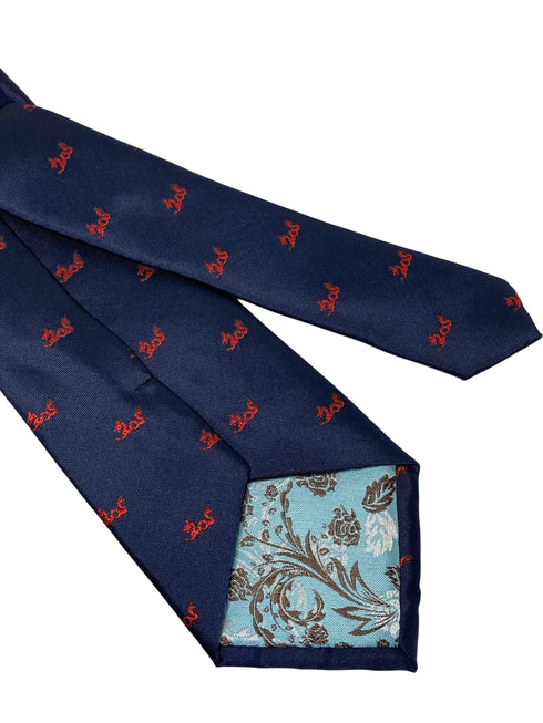 navy mens tie with chinese red dragon national symbol